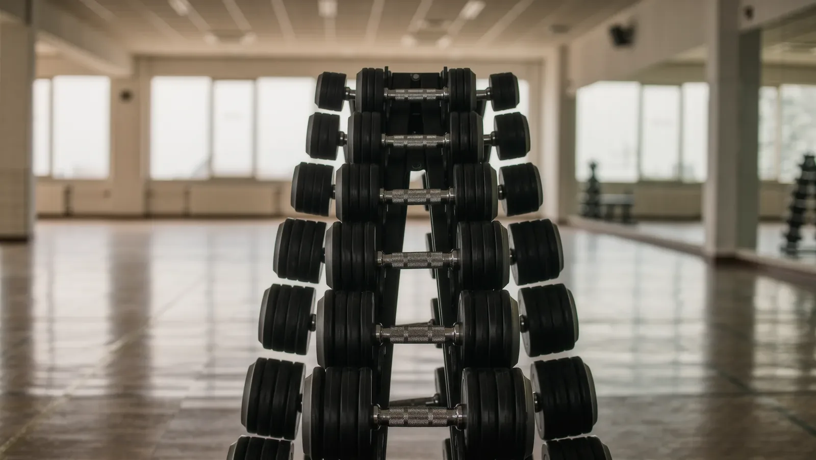 Symbolbild Hantelablage im Trainingsraum
