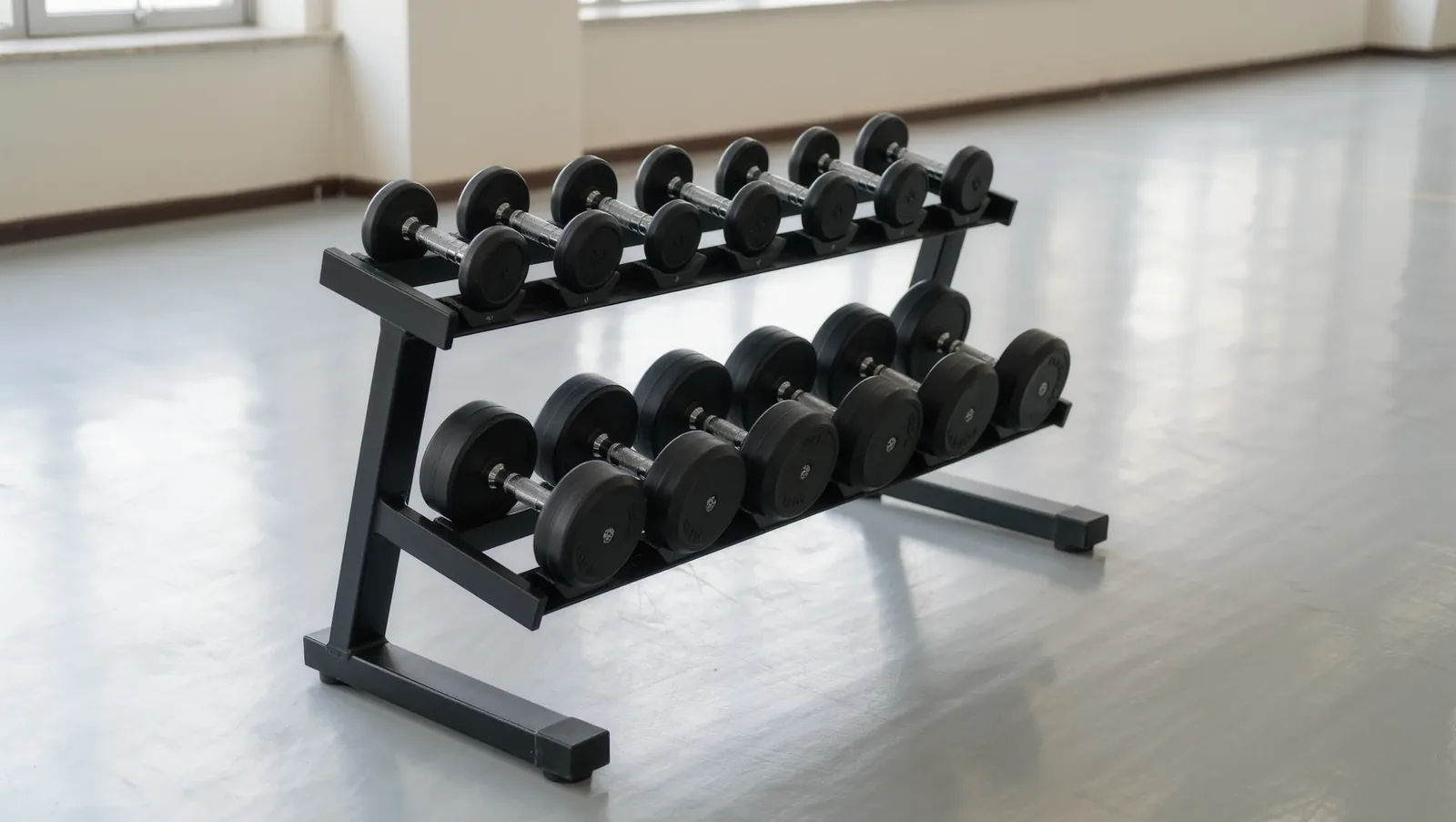 Symbolbild Hantelablage im Trainingsraum