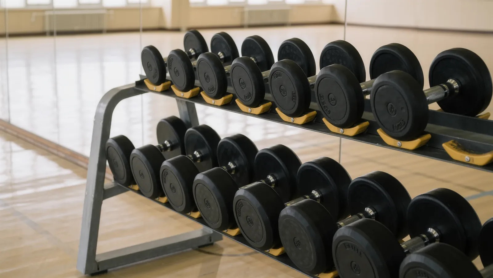 Symbolbild Hantelablage im Trainingsraum